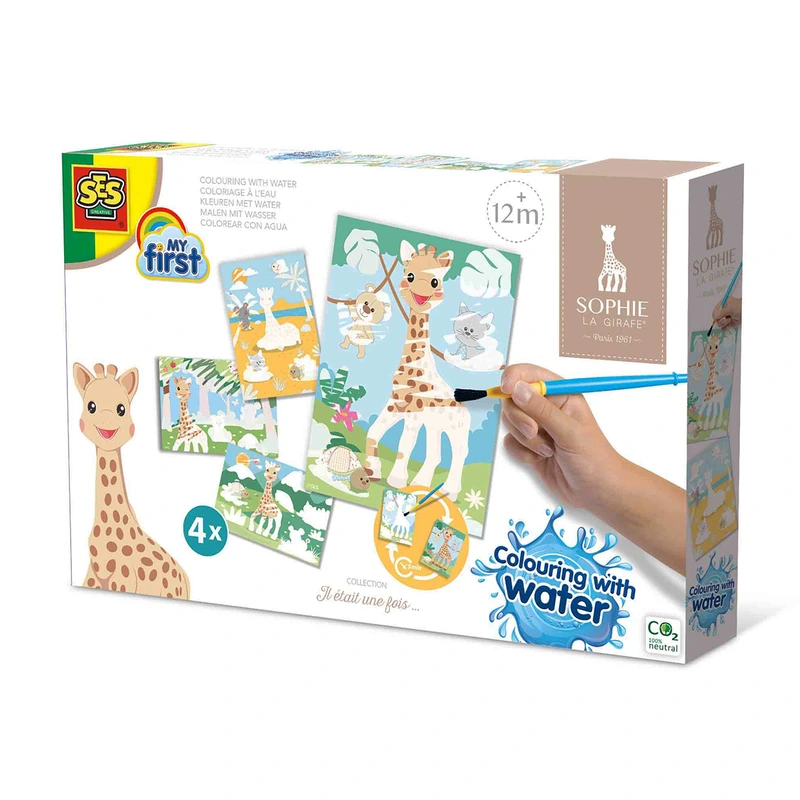 Набір для творчості серії “My first” – ВОДНІ МАЛЮНКИ "ЖИРАФА СОФІ" (картки, пензлик)