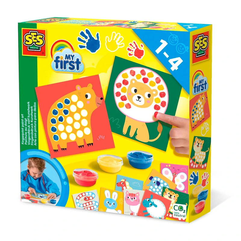 Набір для малювання серії "My first" – МОЇ ПЕРШІ ПАЛЬЧИКОВІ МАЛЮНКИ (3 фарби, 10 картинок-розмальов.) — SES Creative