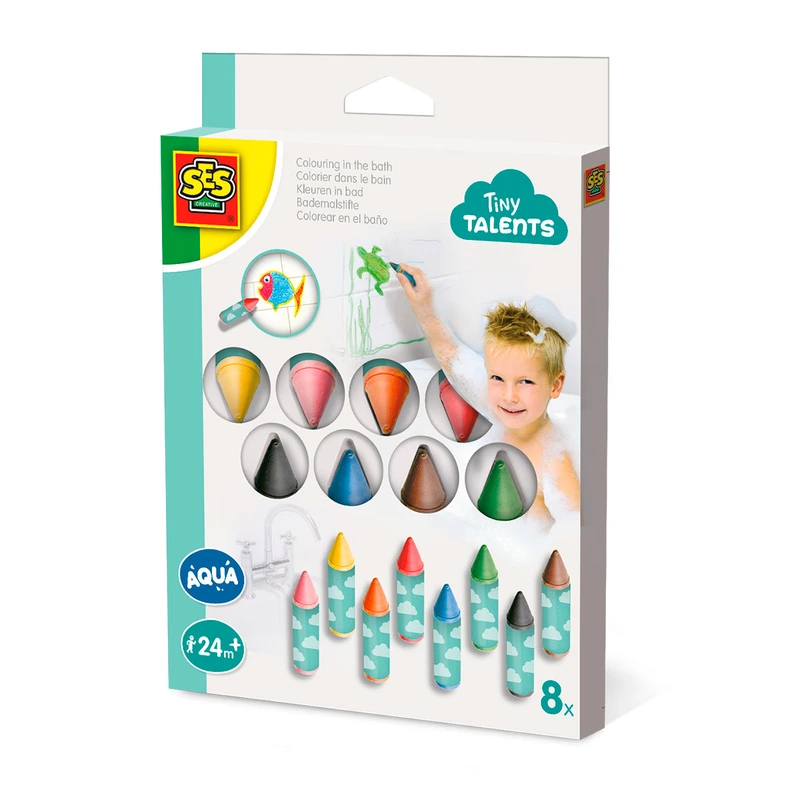 Набір для малювання серії "Tiny Talents" - ВОДНІ ЗАБАВИ (8 воскових олівців для ванної) — SES Creative