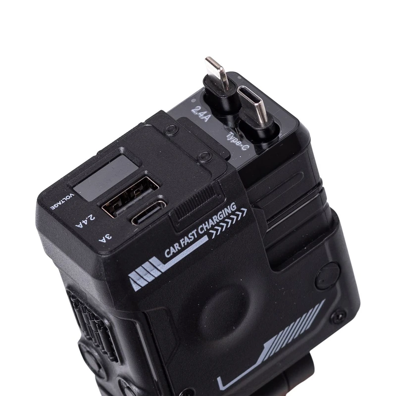 Автомобільний зарядний пристрій MECHA з висувними кабелями та портами USB/Type-C Чорний HP-A1B — Shenzhen