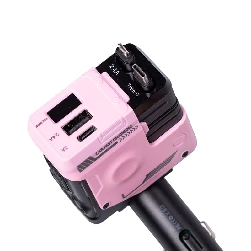 Автомобільний зарядний пристрій MECHA з висувними кабелями та портами USB/Type-C Рожевий HP-A1P — Shenzhen