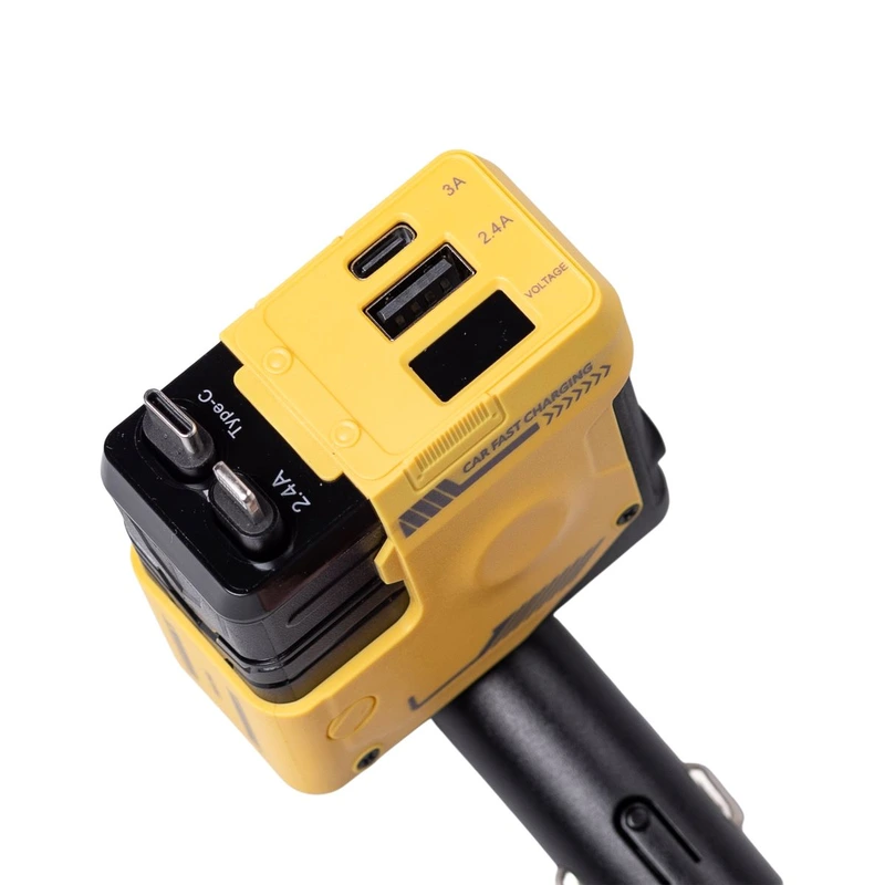 Автомобільний зарядний пристрій MECHA з висувними кабелями та портами USB/Type-C Жовтий HP-A1Y — Shenzhen