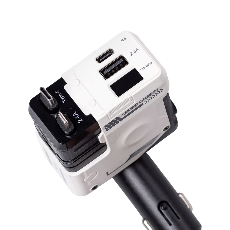 Автомобільний зарядний пристрій MECHA з висувними кабелями та портами USB/Type-C Білий HP-A1W — Shenzhen