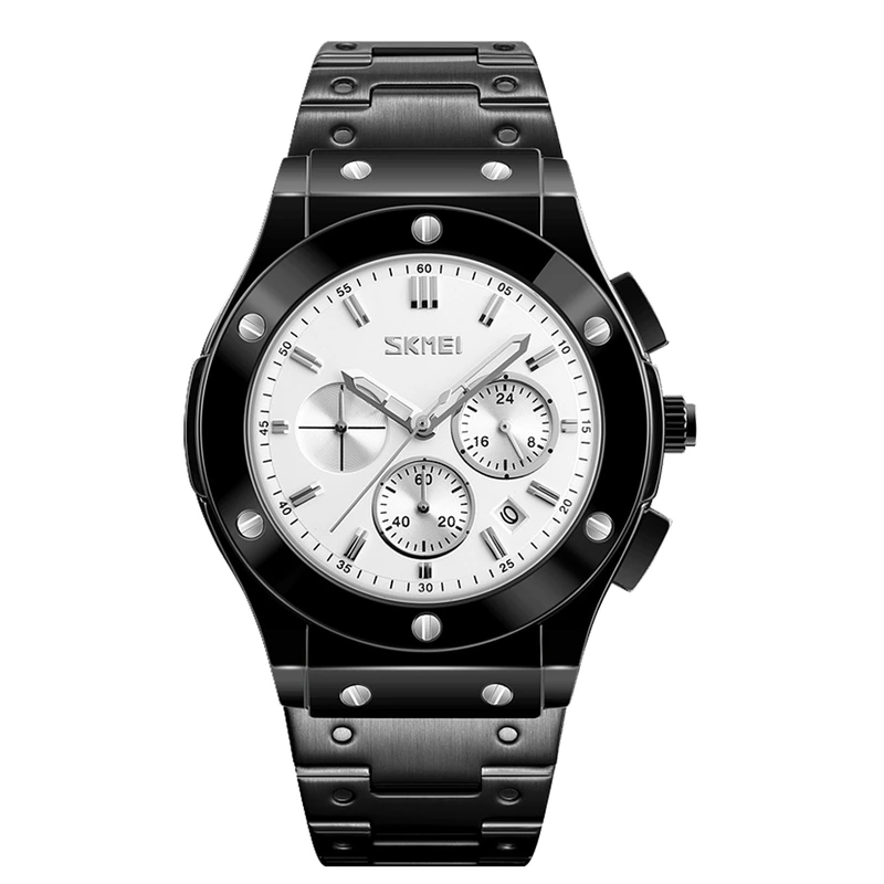 Чоловічий годинник Skmei 9157SSI Silver-Steel зі сталевим браслетом та сріблястим циферблатом