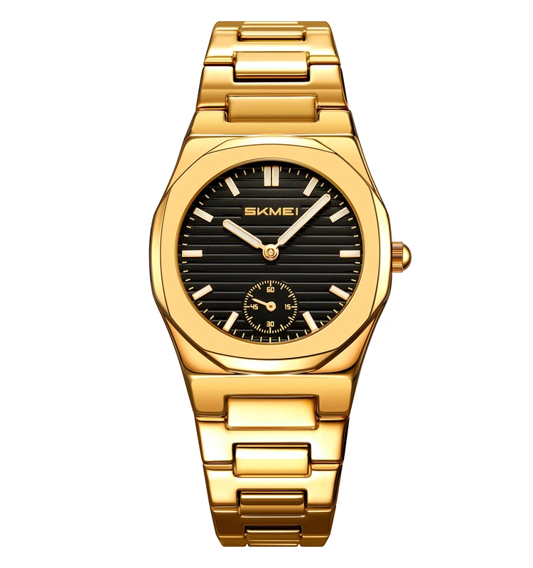 Чоловічий наручний годинник Skmei 2681GDBK Gold-Black у класичному золотисто-чорному дизайні — Skmei