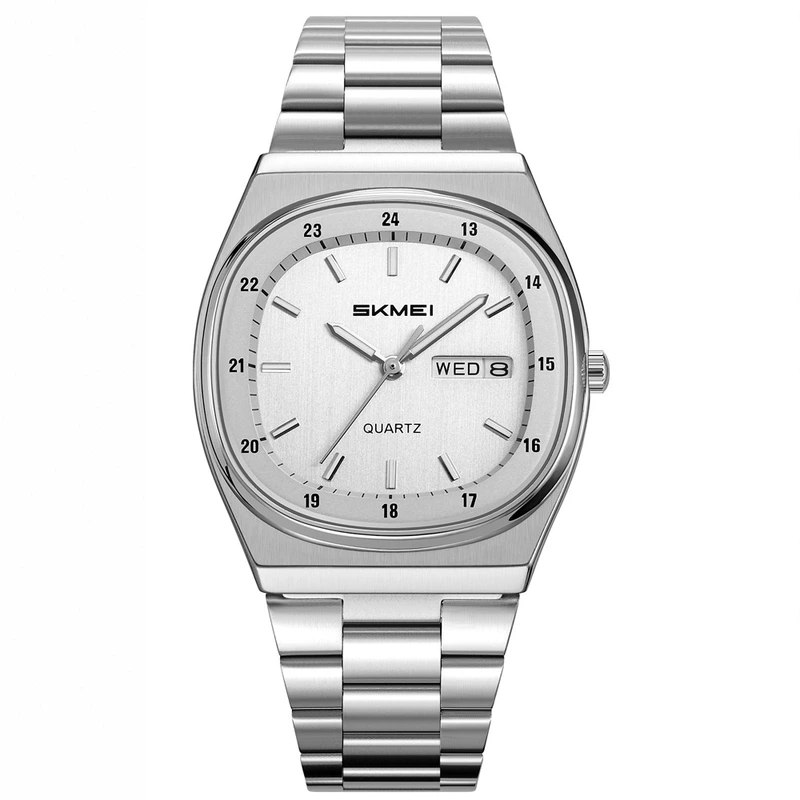 Чоловічий годинник Skmei 2630SISI Silver-Silver у класичному стилі з металевим браслетом та календарем — Skmei