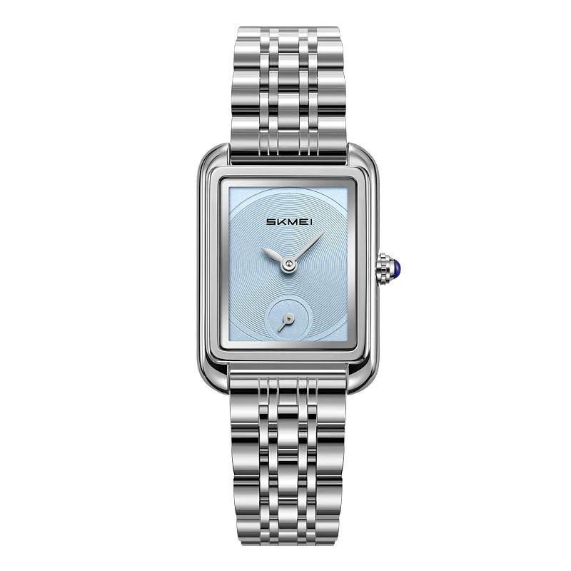 Жіночий годинник Skmei 2670SIBU Silver-Light Blue з мінеральним склом та сріблястим браслетом — Skmei