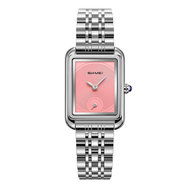 Жіночий годинник Skmei 2670SIPK Silver-Pink зі сріблястим браслетом та рожевим циферблатом — Skmei