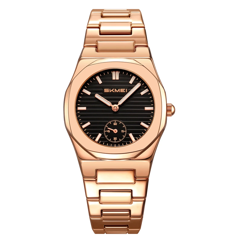 Наручний годинник Skmei 2681RGBK Rose Gold-Black чоловічий з металевим браслетом