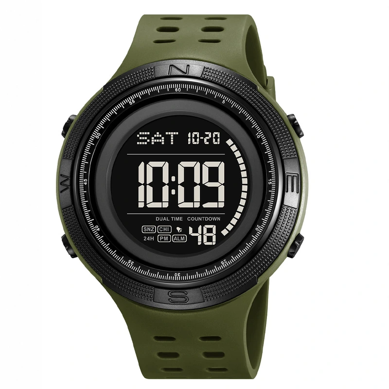 Наручний годинник Skmei 2708AG Army Green мілітарі дизайн та водонепроникний корпус — Skmei