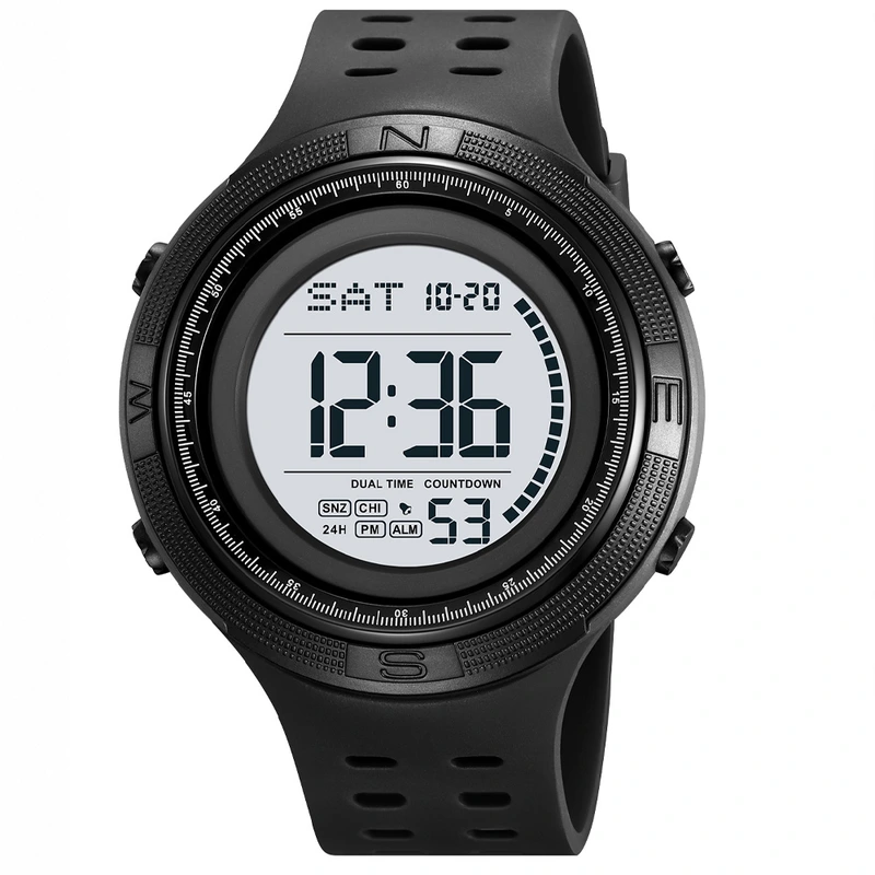 Наручний годинник Skmei 2708BKWT Black-White з цифровим дисплеєм та підсвіткою — Skmei