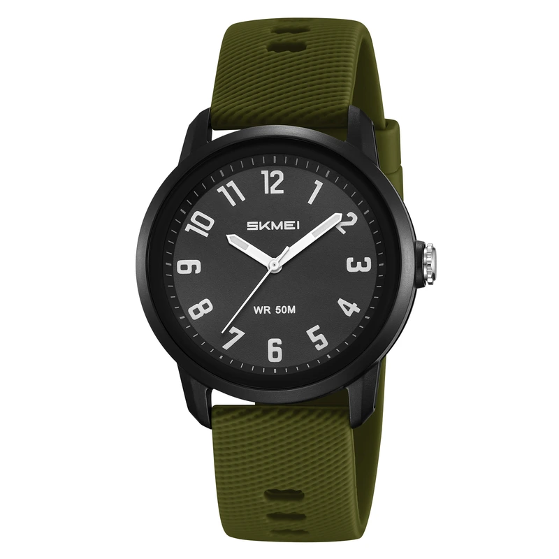 Чоловічий наручний годинник Skmei 2733AG Black-Army Green з водонепроникністю 5 ATM та люмінесцентною підсвіткою — Skmei
