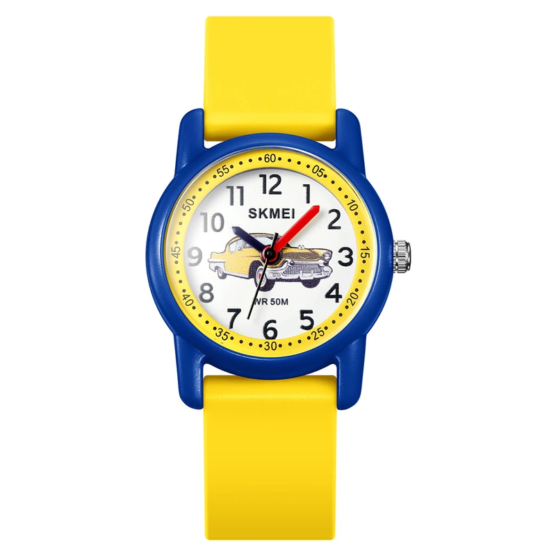 Дитячий наручний годинник Skmei 2157YLBU Yellow-Blue з водозахистом 5 ATM та каучуковим ремінцем — Skmei