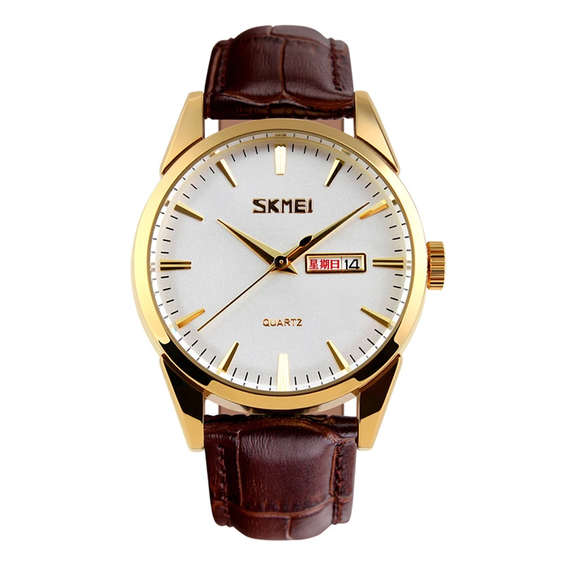 Skmei 9073GDWT-B Gold-White men — Skmei