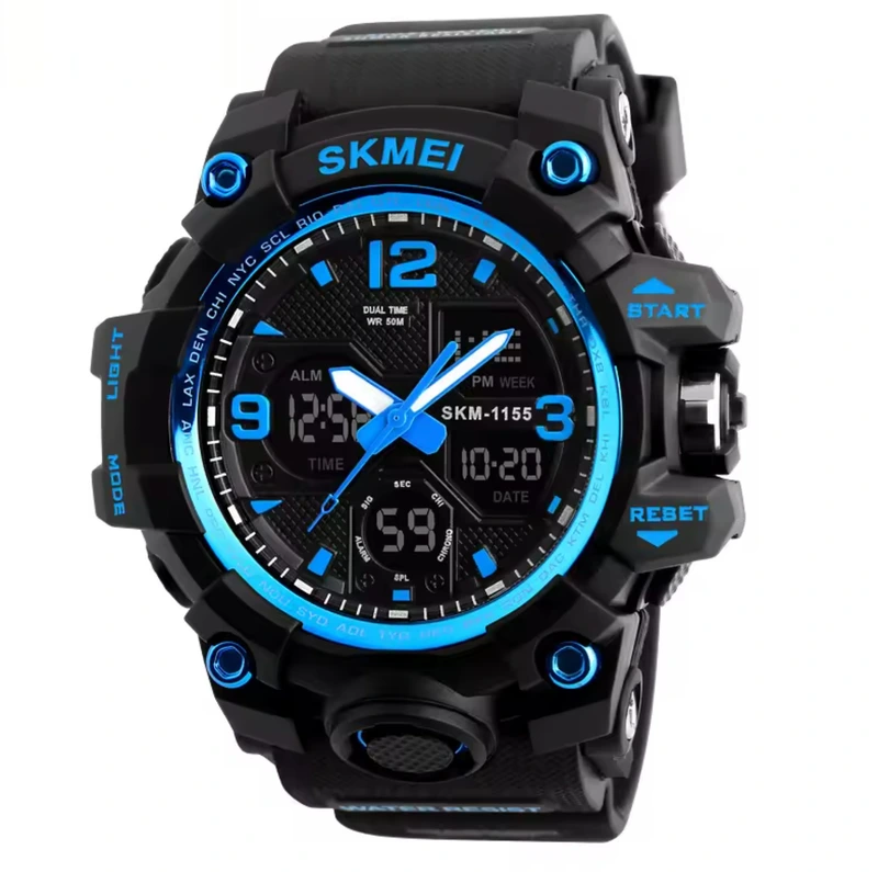 Чоловічий спортивний водостійкий тактичний годинник Skmei Hamlet Blue 1155B
