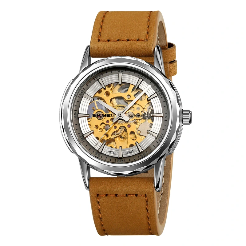 Skmei M035LSILTBN Silver-Light Brown Leather — Skmei