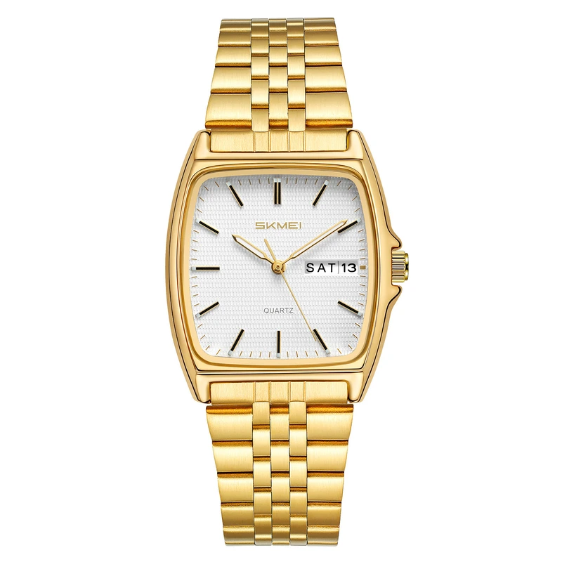 Жіночий годинник Skmei 2628GDWT Gold-White у класичному стилі з золотистим браслетом — Skmei