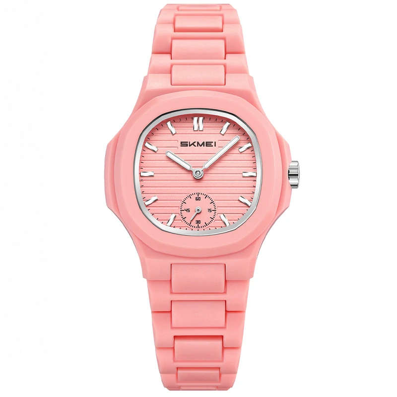 Жіночий годинник Skmei 2678PK Pink з рожевим ремінцем та кварцовим механізмом