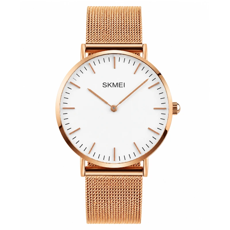 Жіночий годинник Skmei Q028RG Rose Gold з мінеральним склом та металевим браслетом — Skmei