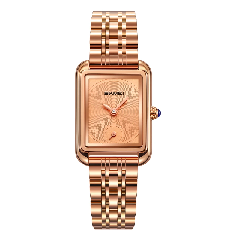 Жіночий наручний годинник Skmei 2670RG Rose Gold-Rose Gold з прямокутним корпусом та металевим браслетом — Skmei