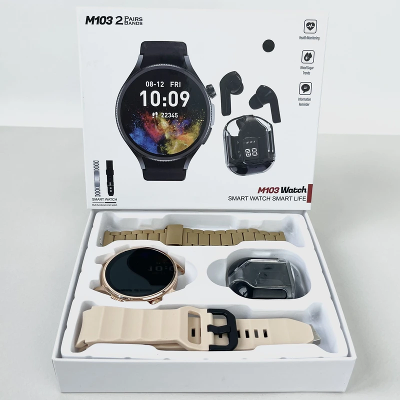 Комплект M103 - Smart Watch / Навушники Ultra Pro / 2 ремінці (Золотий)