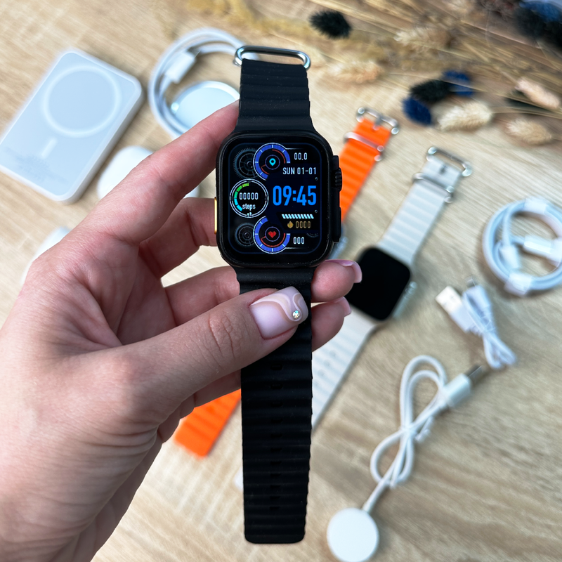 Комплект Ultrа Pro 6в1 - Watch Ultra 8 / Air Pro 2 / Battary Pack / MagSafe / 20W Type-С / Кабель 3х / Ремінець (Чорний)