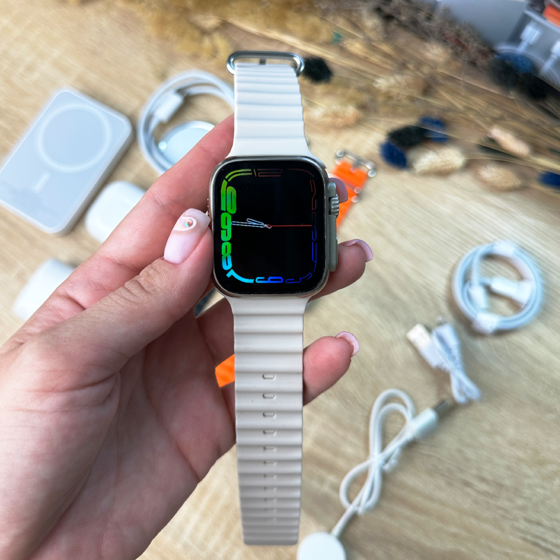 Комплект Ultrа Pro 6в1 - Watch Ultra 8 / Air Pro 2 / Battary Pack / MagSafe / 20W Type-С / Кабель 3х / Ремінець (Білий)