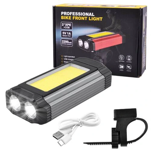 Велоліхтар 501 2XPE+COB з акумулятором