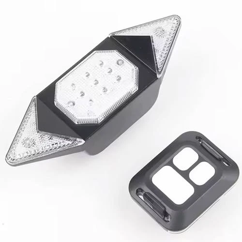 Велоліхтар з поворотами LY-6700 (red+yellow+blue) з акумулятором + пульт управління — Smart