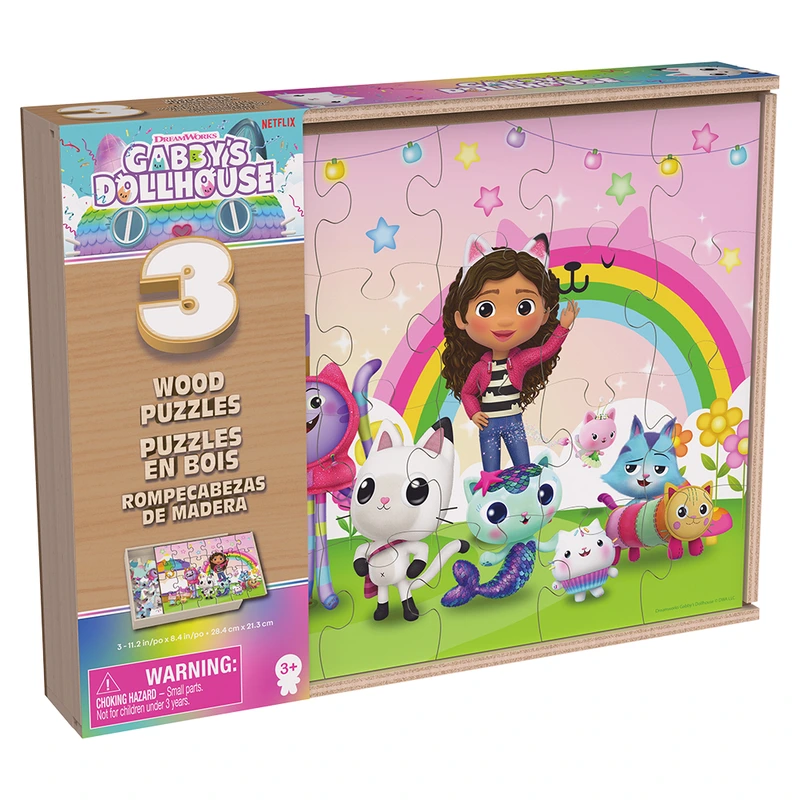 Пазл дерев’яний 3 в 1 «Ляльковий будиночок Габбі» (21см * 28см) — Spin master
