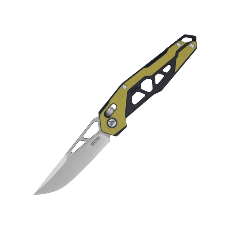 Ніж складаний туристичний SRM Mecha, (8.3 см) D2 / G10 жовтий