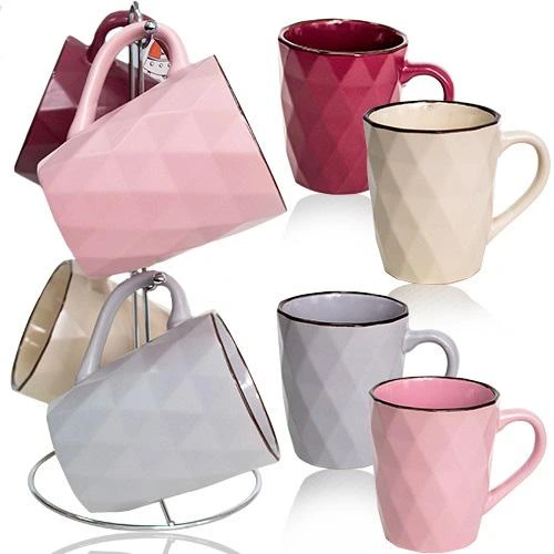 Набір 4 кружки "Грані" 350мл на металевій стійці