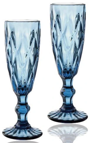 Набір 6 келихів для шампанського Elodia Грані 200мл, кобальтове скло