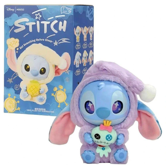 Колекційна іграшка сюрприз Miniso / Labubu м'який брелок Стіч Stitch 15 см 1 з 7