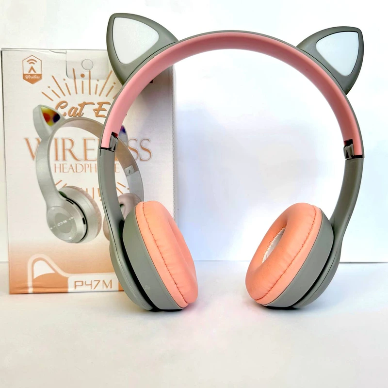Бездротові навушники Cat Ear RGB P47M (Сірий)