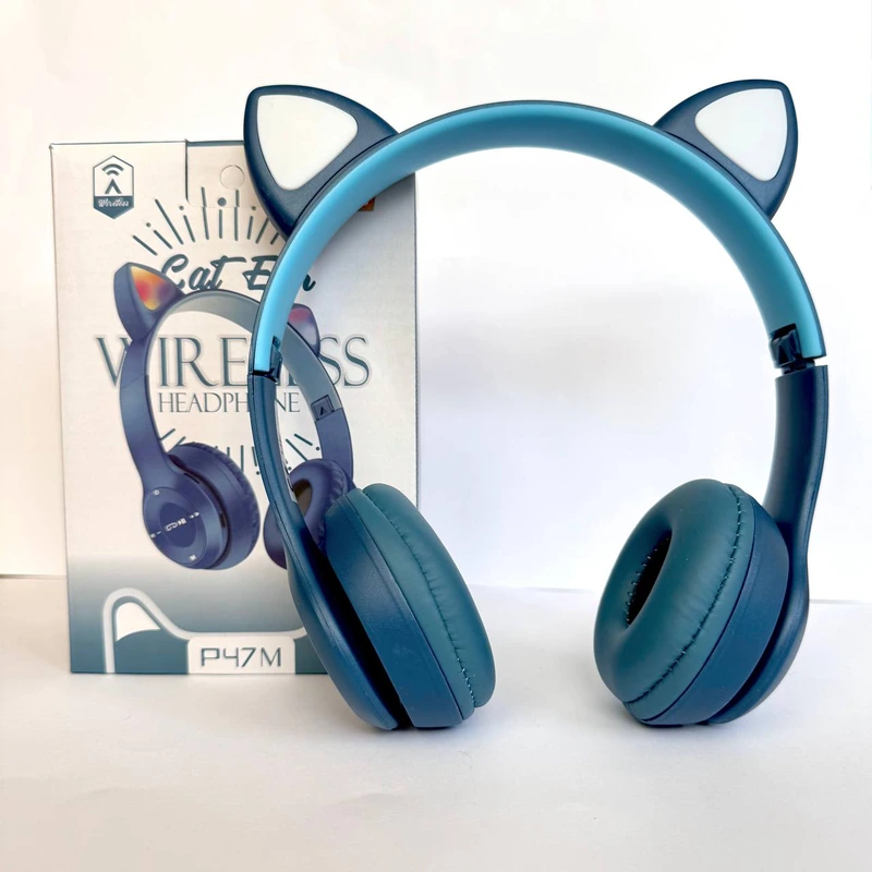 Бездротові навушники Cat Ear RGB P47M (Синій)