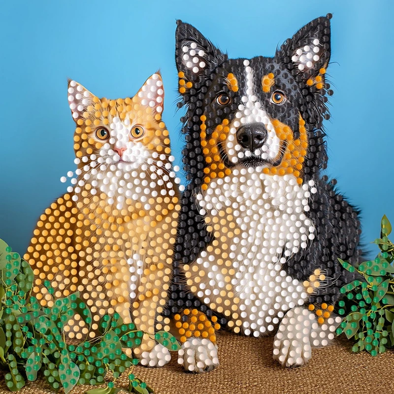 Алмазна мозаїка "Домашні улюбленці" ZAV1818-19 не повна викладка 18х18 см