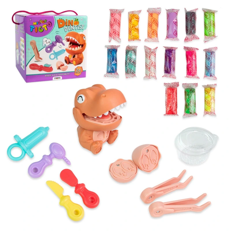 Дитячий набір для творчості "Містер тісто Dino Dentist" 41020, 24 предмети — Strateg