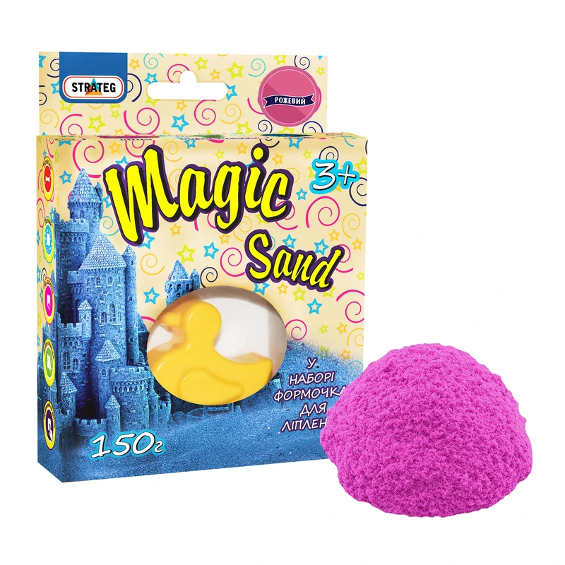 Кінетичний пісок Strateg Magic Sand рожевий з формочкою 150 г (39303)