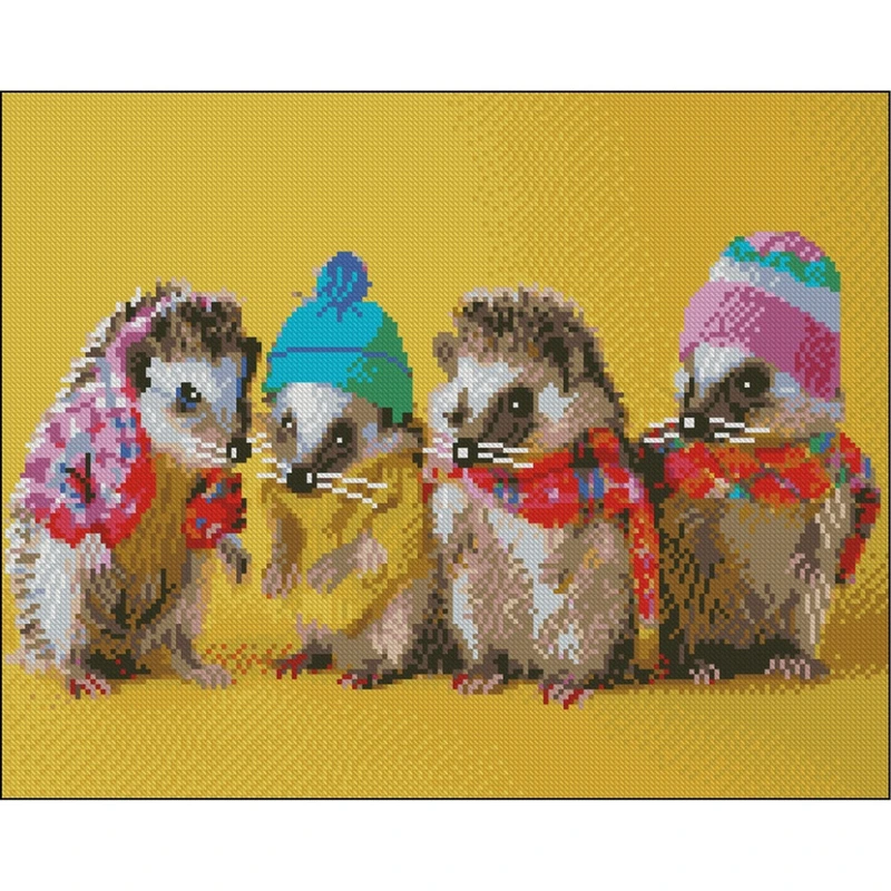 Алмазна мозаїка "Їжачки" ZAV4050-43 без підрамника 40х50 см