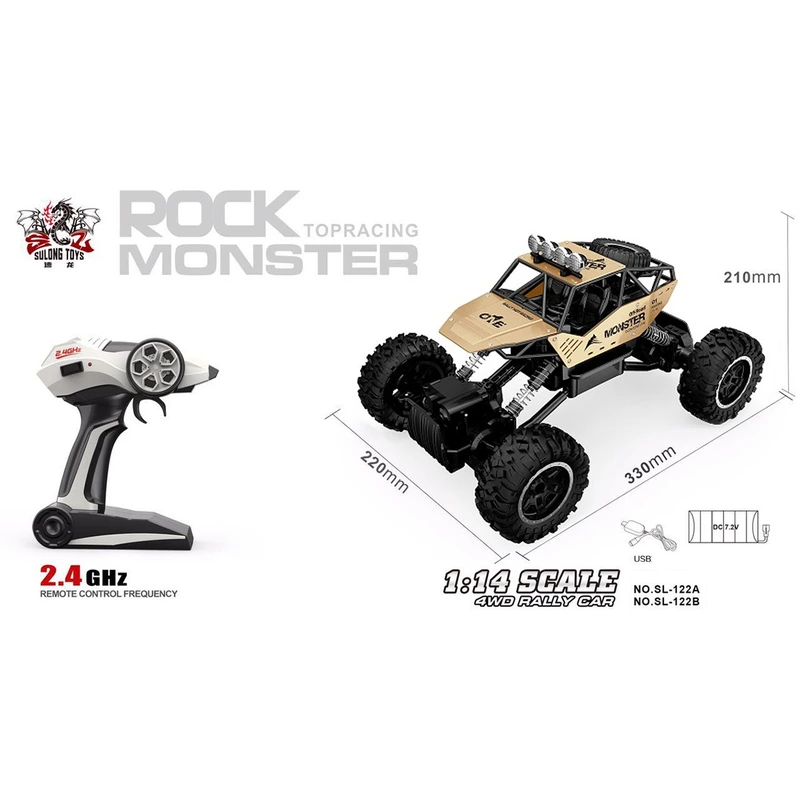 Автомобіль OFF-ROAD CRAWLER з р/к - FORCE (золотий, акум. 7.2V, метал. корпус, 1:14) — Sulong Toys