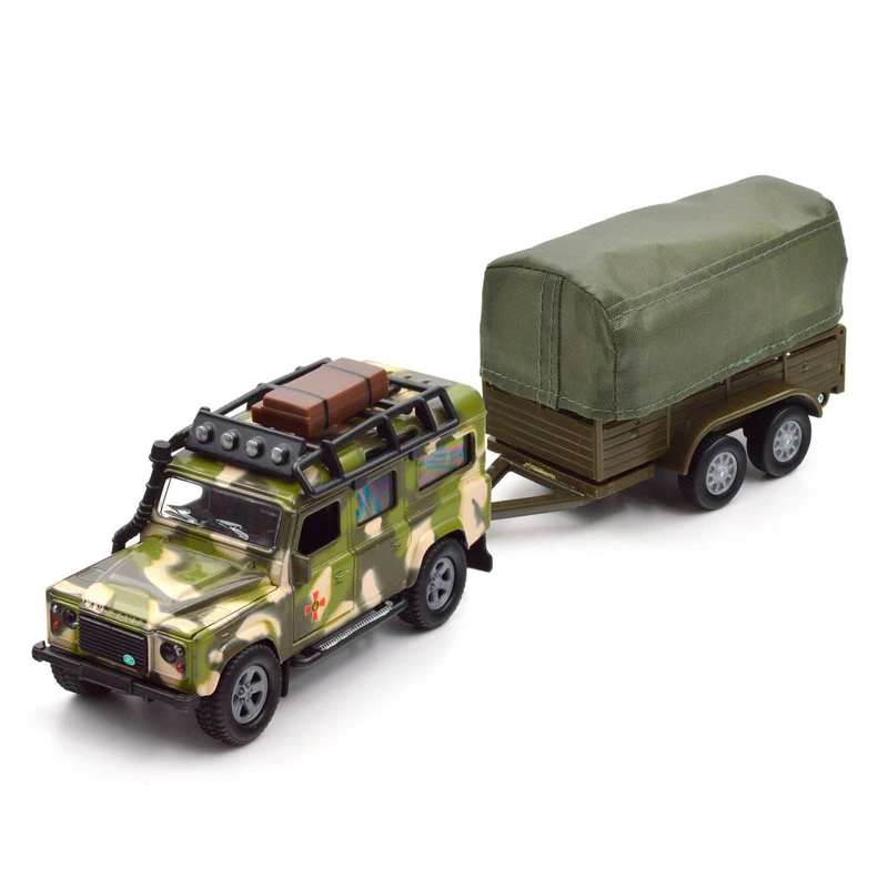 Ігровий набір – LAND ROVER DEFENDER MІЛІТАРІ (з причепом) — TechnoDrive