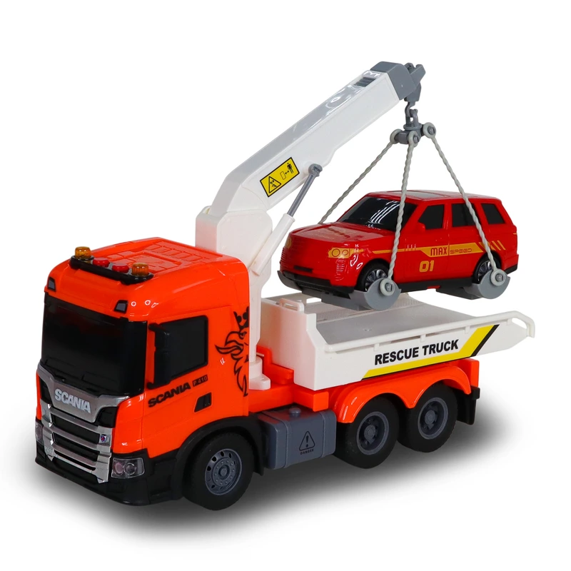 Ігровий набір серії "Big Truck" – ЕВАКУАТОР SCANIA З МАШИНОЮ (світло, звук) — TechnoDrive