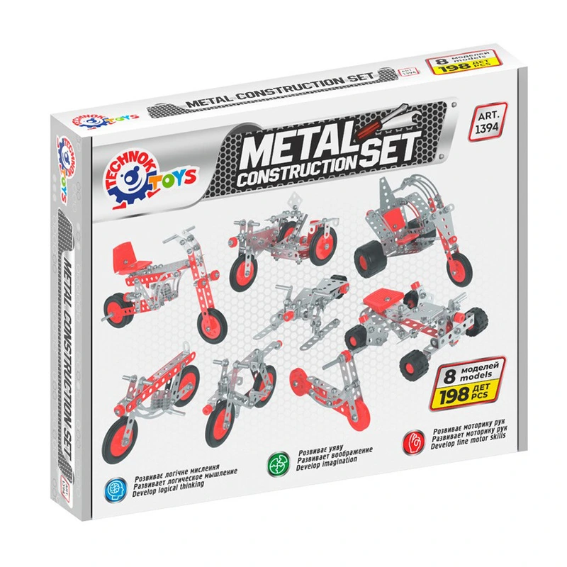 Дитячий Конструктор металевий "Мототранспорт"ТехноК 1394TXK, 198 деталей — Технок