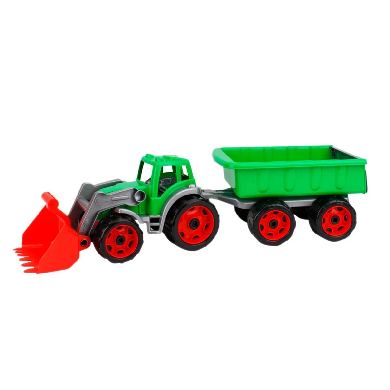 Іграшковий трактор з ковшем і причепом 3688TXK, 2 кольори  Зелений