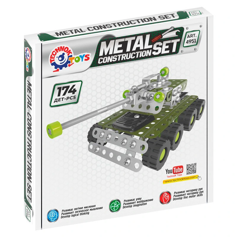 Металевий конструктор Танк ТехноК 4951TXK, 174 деталі — Технок