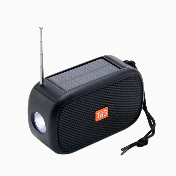 Bluetooth колонка TG632 (FM радіо, ліхтарик, сонячна панель)- чорний