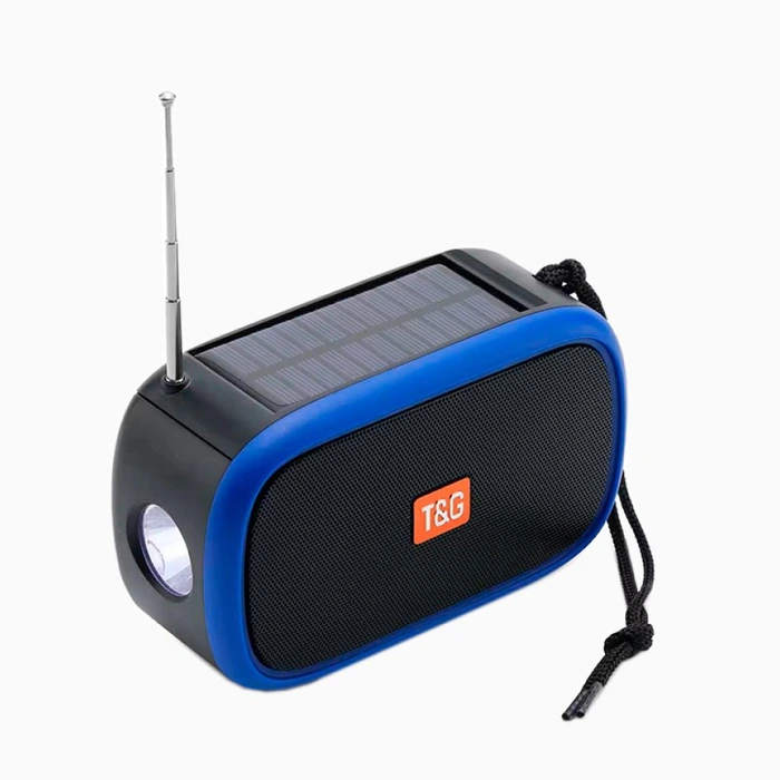 Bluetooth колонка TG632 (FM радіо, ліхтарик, сонячна панель)- голубий