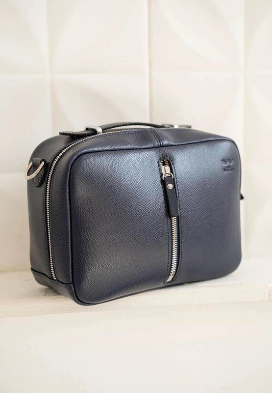 Жіноча шкіряна сумка Avenue синя Saffiano