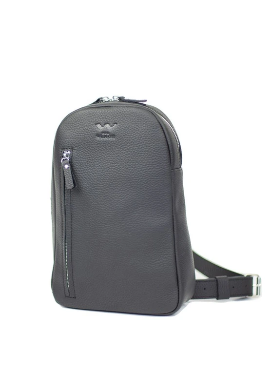 Чоловіча шкіряна сумка Chest bag чорна флотар